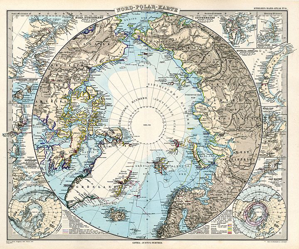 North Polar map Stielers Handatlas