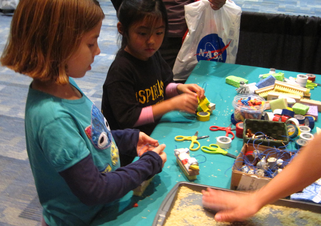 Exploration Station 4-H Eco-Bot Challenge children building robots
