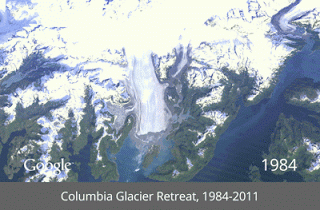Columbia Glacier time lapse satellite