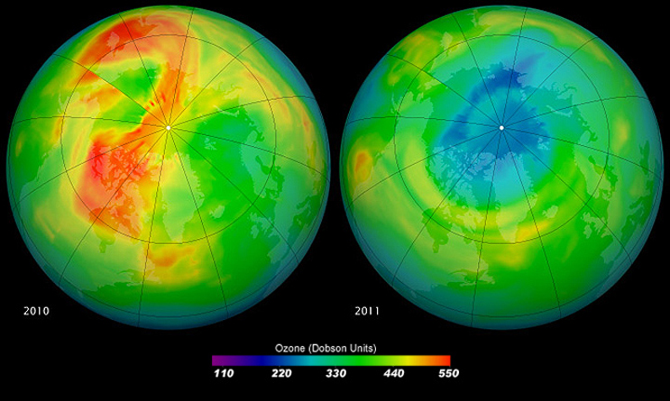 Arctic ozone hole 2011