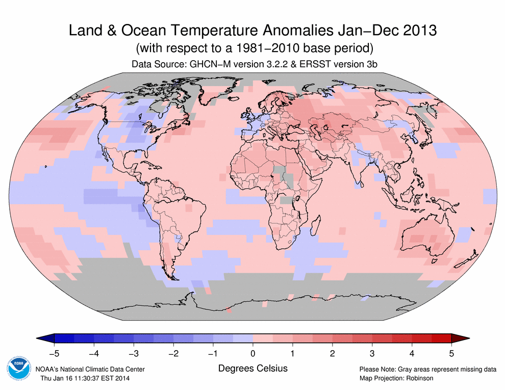 2013 Anomalies Lack NOAA