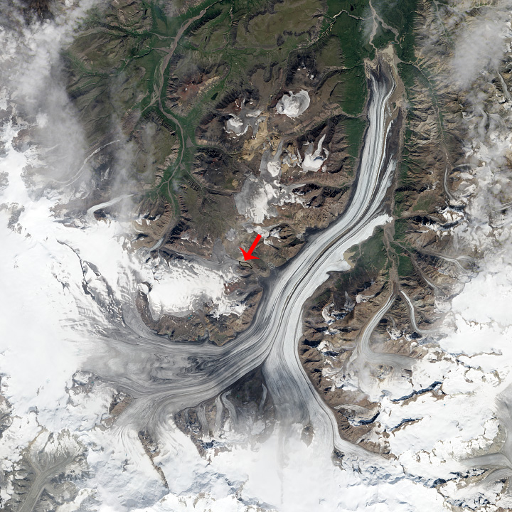 Wrangell-St. Elias National Park landslide 2013 satellite image