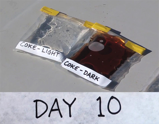 light dark samples coke