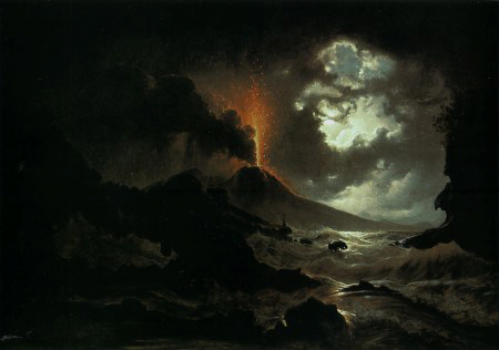 Eruption of Vesuvius at Night, Joseph Rebell, 1822