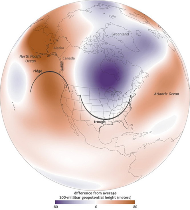 The persistent ridge of high pressure has affected weather patterns / Courtesy NOAA
